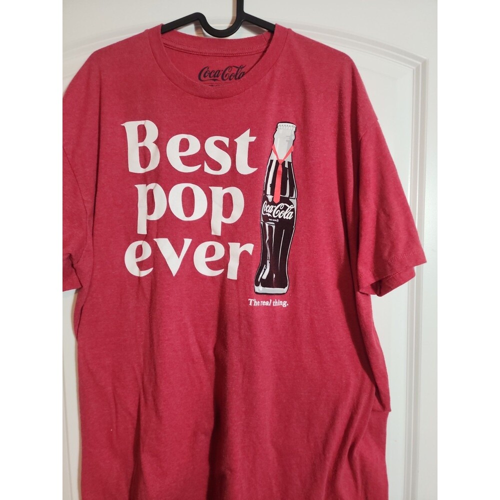 Coca-Cola "Best Pop Ever" Mens XL Classic Red Tee Shirt Bottle Tie